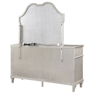 English Elm Colwood Nine Drawer Dresser with Beveled Mirror Silver Oak Glam Bedroom Storage B062S02077