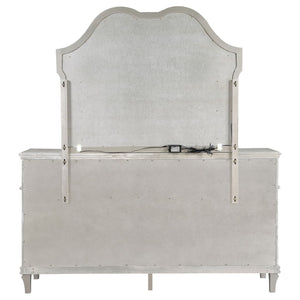 English Elm Colwood Nine Drawer Dresser with Beveled Mirror Silver Oak Glam Bedroom Storage B062S02077