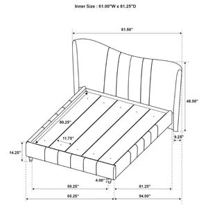English Elm Michelson Ivory Velvet Queen Bed Channel Tufted Headboard with Polished Gold Legs B062S02078