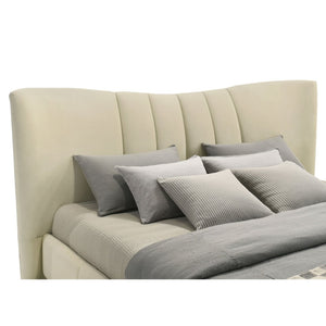 English Elm Michelson Velvet Platform Bed Wave Headboard Channel Tufted Gold Legs Master Suite B062S02079