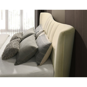 English Elm Michelson Velvet Platform Bed Wave Headboard Channel Tufted Gold Legs Master Suite B062S02079