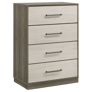 English Elm Edmondson Queen Bedroom Set Bookcase Headboard Two-Tone Oak Platform Bed Collection B062S02080