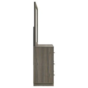 English Elm Edmondson Nine Drawer Dresser with Mirror Two Tone Oak Finish Modern Bedroom Storage B062S02083