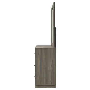 English Elm Edmondson Nine Drawer Dresser with Mirror Two Tone Oak Finish Modern Bedroom Storage B062S02083