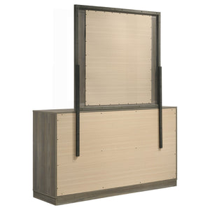 English Elm Edmondson Nine Drawer Dresser with Mirror Two Tone Oak Finish Modern Bedroom Storage B062S02083