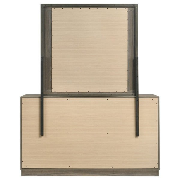 English Elm Edmondson Nine Drawer Dresser with Mirror Two Tone Oak Finish Modern Bedroom Storage B062S02083