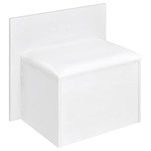 English Elm Kerr Gloss White Vanity Desk with LED Mirror Fluted Cabinet and Upholstered Stool B062S02084