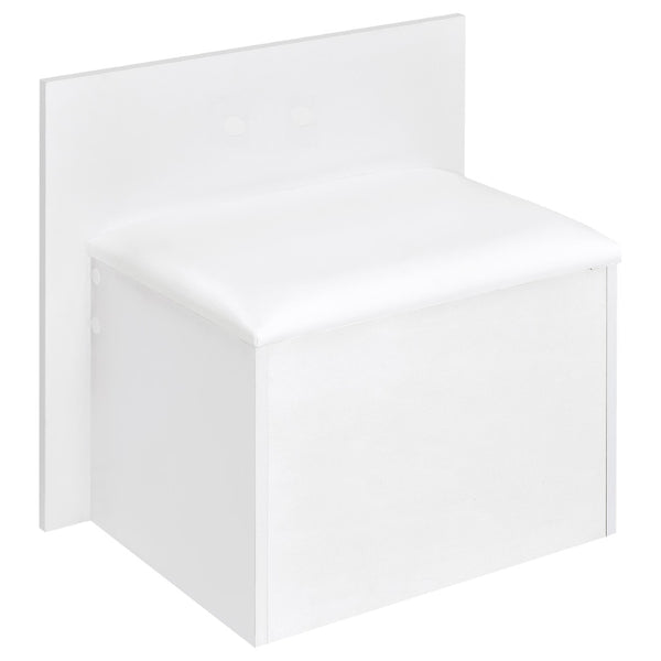 English Elm Kerr Gloss White Vanity Desk with LED Mirror Fluted Cabinet and Upholstered Stool B062S02084