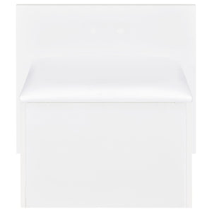 English Elm Kerr Gloss White Vanity Desk with LED Mirror Fluted Cabinet and Upholstered Stool B062S02084