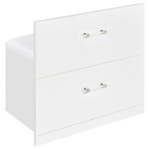 English Elm Kerr Gloss White Vanity Desk with LED Mirror Fluted Cabinet and Upholstered Stool B062S02084