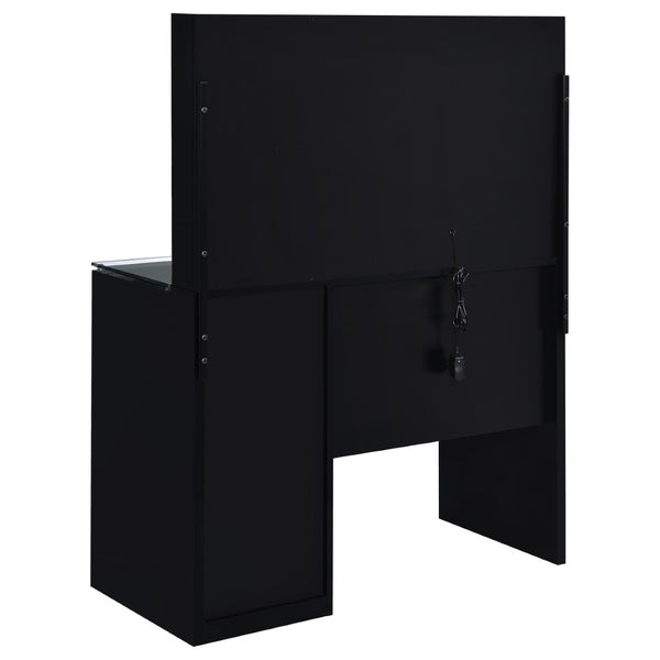 English Elm Kerr Glam Makeup Vanity Set with LED Mirror Tempered Glass Top and Upholstered Stool B062S02085