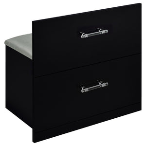 English Elm Kerr Glam Makeup Vanity Set with LED Mirror Tempered Glass Top and Upholstered Stool B062S02085