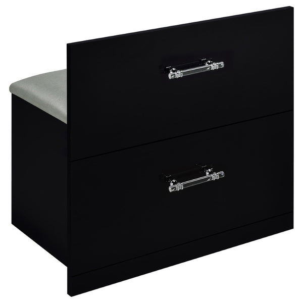 English Elm Kerr Glam Makeup Vanity Set with LED Mirror Tempered Glass Top and Upholstered Stool B062S02085