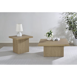 English Elm Eldridge Square Two Piece Coffee and End Table Set for Modern Living Rooms Latte B062S02086