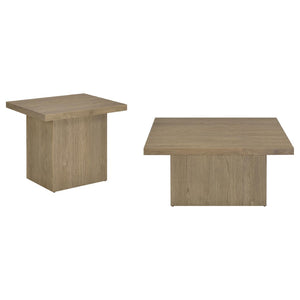 English Elm Eldridge Square Two Piece Coffee and End Table Set for Modern Living Rooms Latte B062S02086