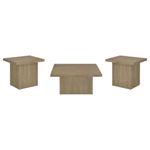 English Elm Eldridge Square Coffee Table Set with Matching End Tables for Modern Living Rooms Latte B062S02087