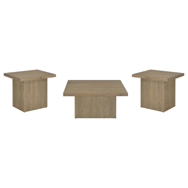 English Elm Eldridge Square Coffee Table Set with Matching End Tables for Modern Living Rooms Latte B062S02087