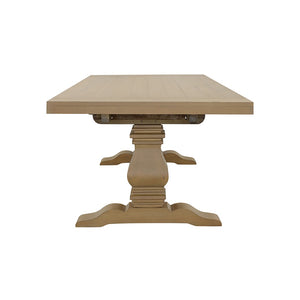English Elm Allende Solid Pine Extendable Dining Table with Double Pedestal Trestle Base B062S02089