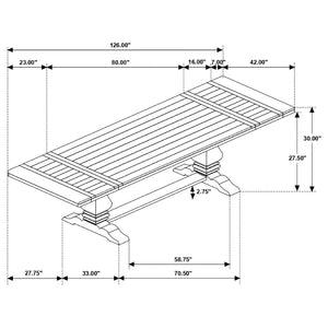 English Elm Allende Solid Pine Extendable Dining Table with Double Pedestal Trestle Base B062S02089