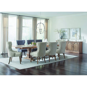 English Elm Allende Solid Pine Extendable Dining Table with Double Pedestal Trestle Base B062S02089