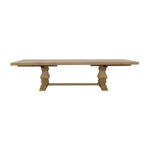 English Elm Allende Solid Pine Extendable Dining Table with Double Pedestal Trestle Base B062S02089
