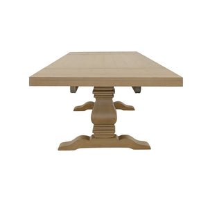 English Elm Allende Solid Pine Extendable Dining Table with Double Pedestal Trestle Base B062S02089