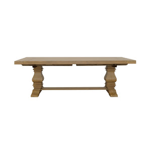 English Elm Allende Solid Pine Extendable Dining Table with Double Pedestal Trestle Base B062S02089