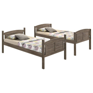 English Elm Shasta Twin Over Bunk Bed Rustic Wood Finish with Mattresses Included B062S02090