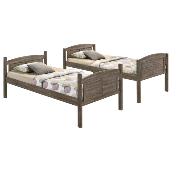 English Elm Shasta Twin Over Bunk Bed Rustic Wood Finish with Mattresses Included B062S02090
