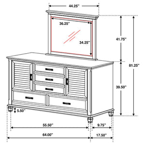 English Elm Lockeford Farmhouse Dresser with Mirror Soft Close Drawers Distressed White Finish B062S02091
