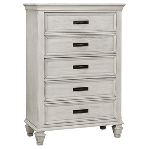 English Elm Lockeford Five Piece Queen Bedroom Set Rustic Farmhouse Distressed White Panel Bed Suite B062S02092