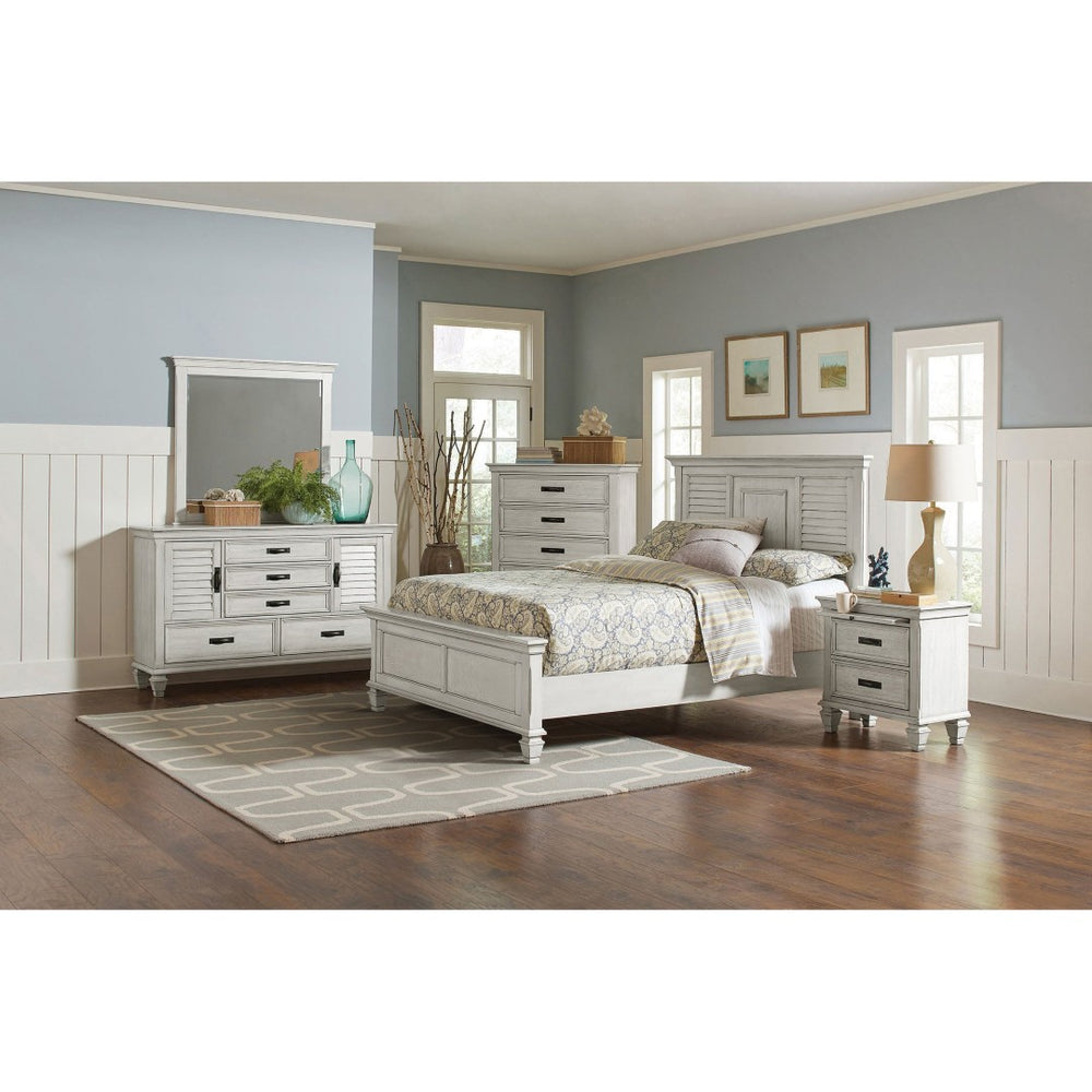 English Elm Lockeford Farmhouse Panel Bedroom Set Five Piece Weathered White King Collection B062S02093