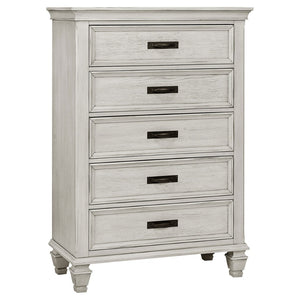 English Elm Lockeford Farmhouse Panel Bedroom Set Five Piece Weathered White King Collection B062S02093