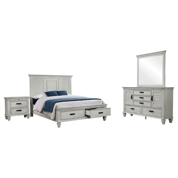 English Elm Lockeford Coastal Farmhouse Four Piece Bedroom Set with Wire Brushed Distressed Finish B062S02094