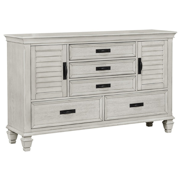 English Elm Lockeford Five Piece Queen Bedroom Set Farmhouse Shutter Panel Wire Brushed Finish B062S02095