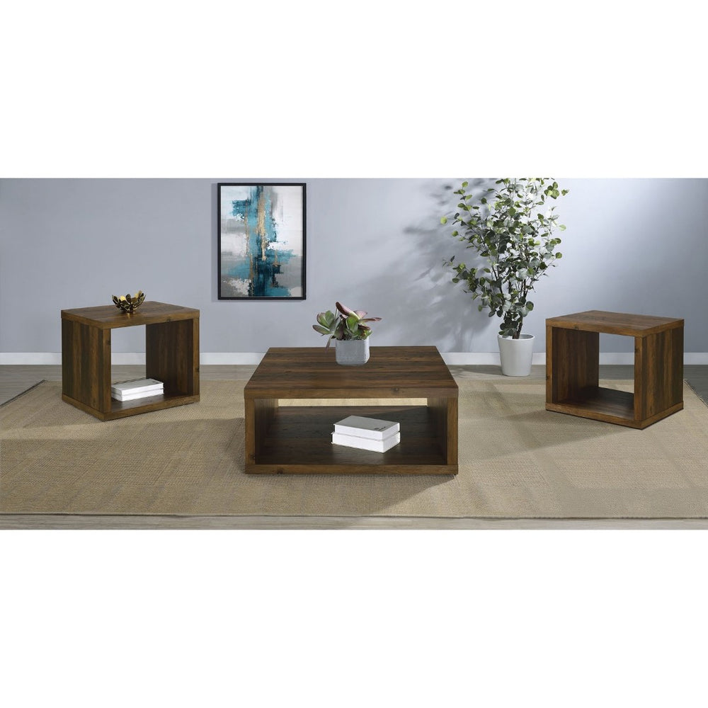 English Elm Hermosa Dark Pine 3 Piece Coffee and End Table Set with Open Shelf Storage B062S02096