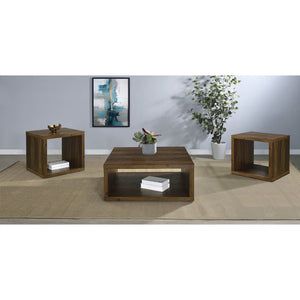 English Elm Hermosa Dark Pine 3 Piece Coffee and End Table Set with Open Shelf Storage B062S02096