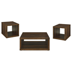 English Elm Hermosa Dark Pine 3 Piece Coffee and End Table Set with Open Shelf Storage B062S02096