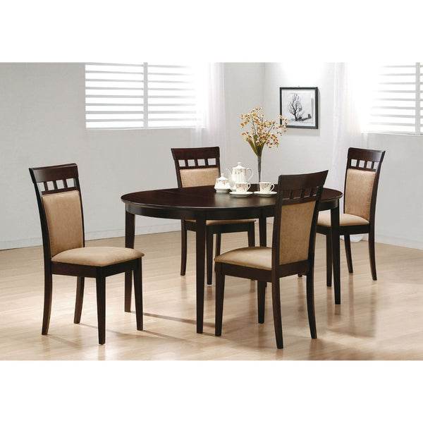 English Elm Gianna Cappuccino Oval Dining Set with Upholstered Chairs for Cozy Intimate Gatherings B062S02097