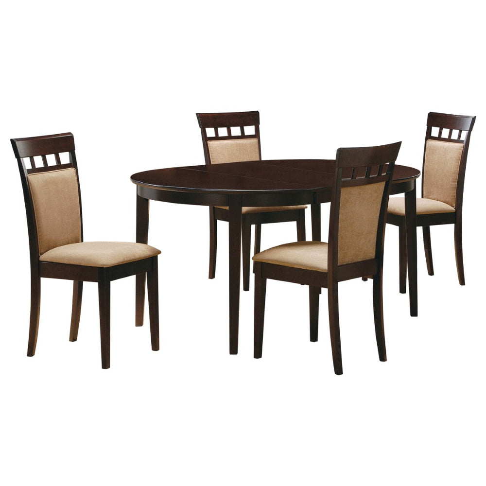 English Elm Gianna Cappuccino Oval Dining Set with Upholstered Chairs for Cozy Intimate Gatherings B062S02097