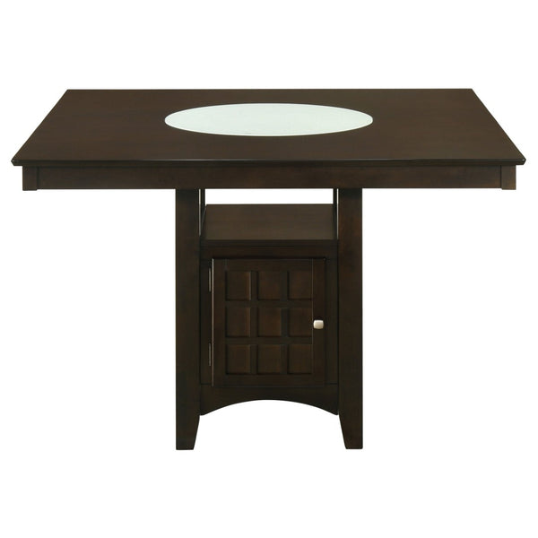 English Elm Gianna Counter Height Dining Set with Wine Rack Storage and Beige Upholstered Seats B062S02098