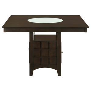 English Elm Gianna Counter Height Dining Set with Wine Rack Storage and Beige Upholstered Seats B062S02098