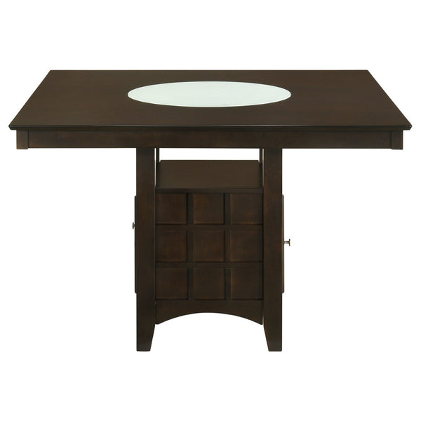English Elm Gianna Counter Height Dining Set with Wine Rack Storage and Beige Upholstered Seats B062S02098
