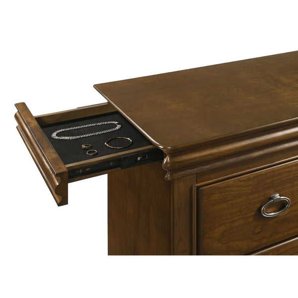 English Elm Leonide Nine Drawer Dresser with Mirror Louis Philippe Brown Cherry Bedroom B062S02102