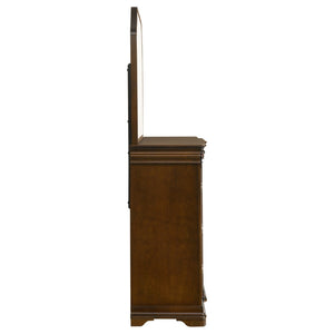 English Elm Leonide Nine Drawer Dresser with Mirror Louis Philippe Brown Cherry Bedroom B062S02102