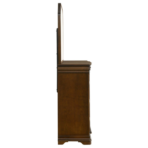 English Elm Leonide Nine Drawer Dresser with Mirror Louis Philippe Brown Cherry Bedroom B062S02102