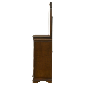English Elm Leonide Nine Drawer Dresser with Mirror Louis Philippe Brown Cherry Bedroom B062S02102
