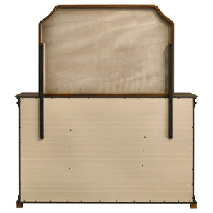 English Elm Leonide Nine Drawer Dresser with Mirror Louis Philippe Brown Cherry Bedroom B062S02102