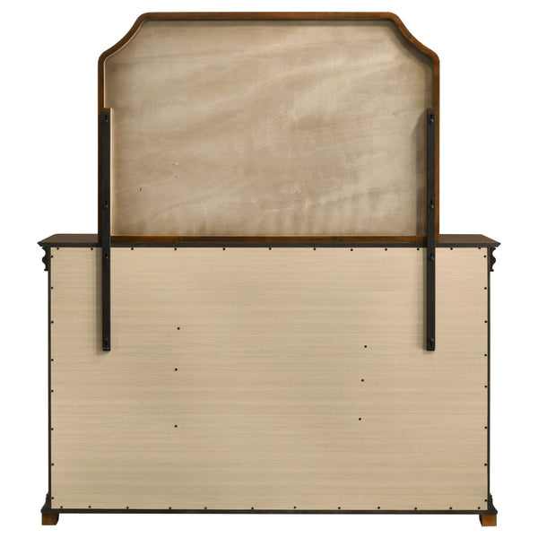 English Elm Leonide Nine Drawer Dresser with Mirror Louis Philippe Brown Cherry Bedroom B062S02102