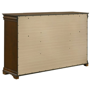 English Elm Leonide Queen Bedroom Set Louis Philippe Cherry Frame Upholstered Headboard 5 Piece B062S02104